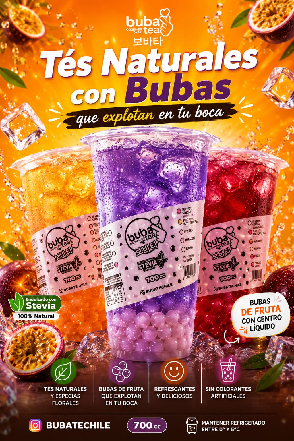 Tres variedades frutales de Buba Tea