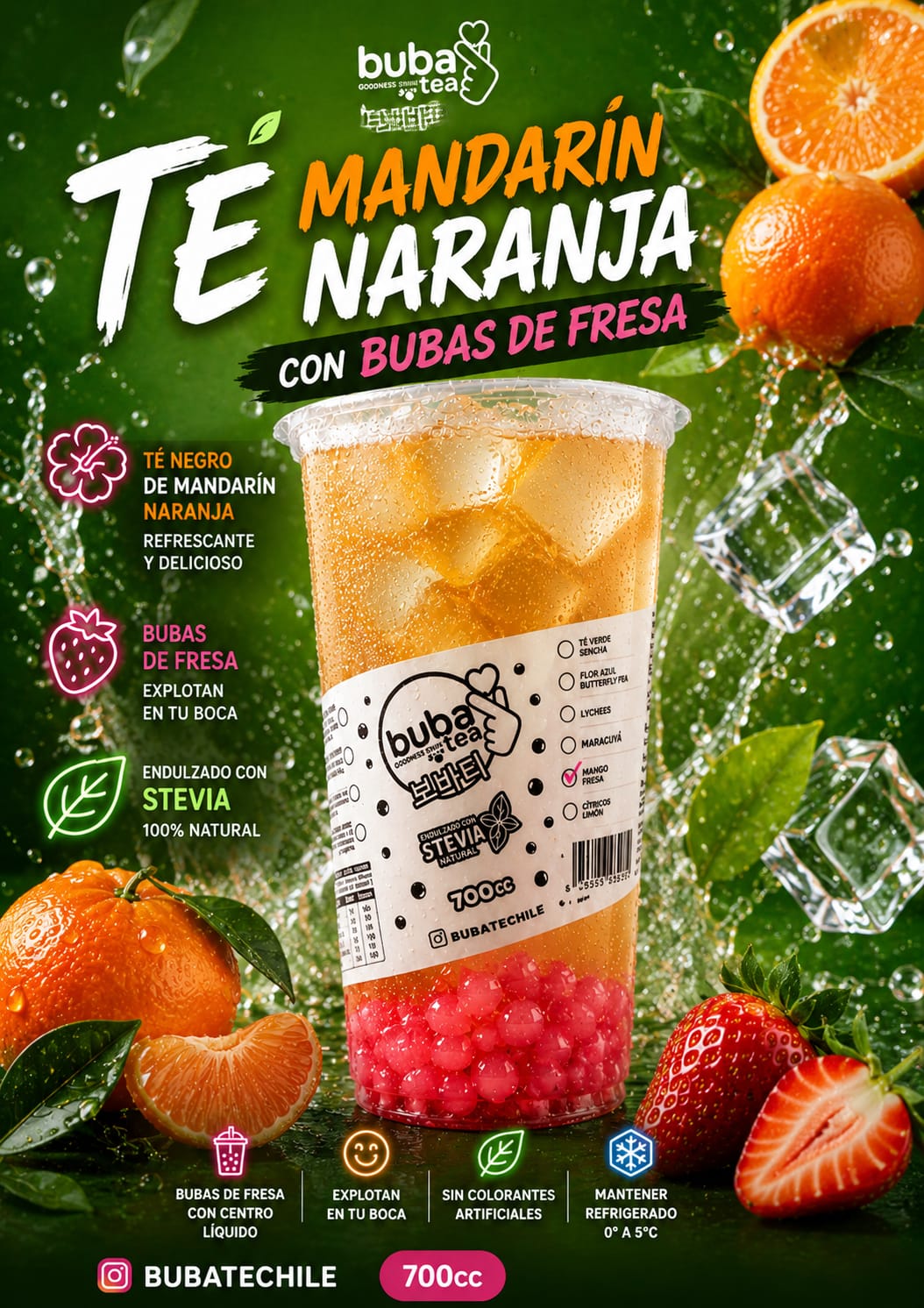 Buba Tea de mandarin naranja y fresa