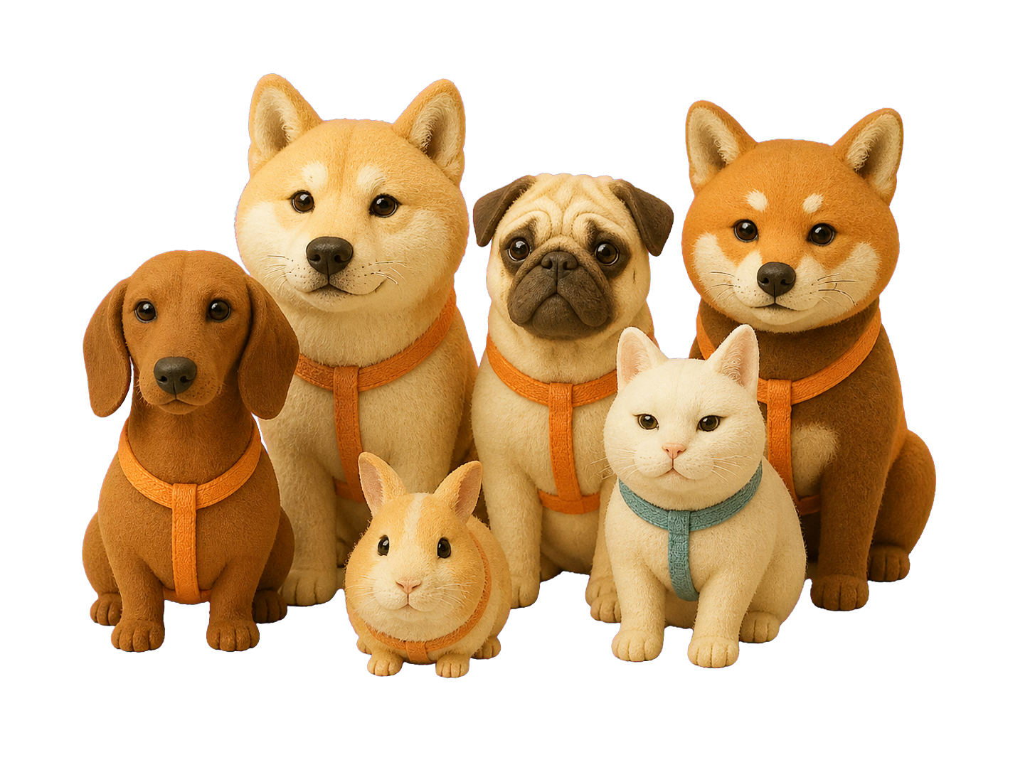 Grupo de perros, gato y conejo invitados a Joki